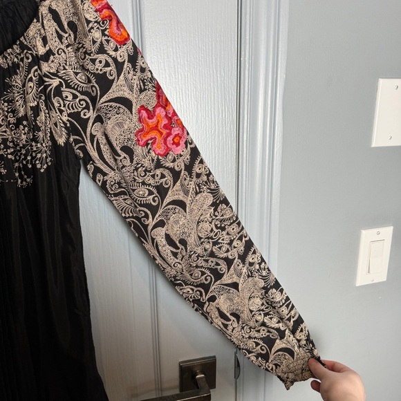 NWT Desigual Boho Blouse Size S Hippie Floral Abstract Artsy Cinch Tie Unique - Picture 9 of 16